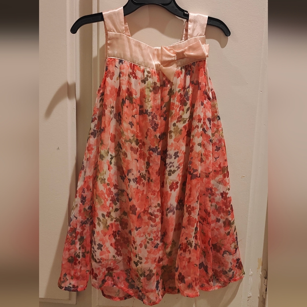 Lili Gaufrette Floral Pink and Coral Dress